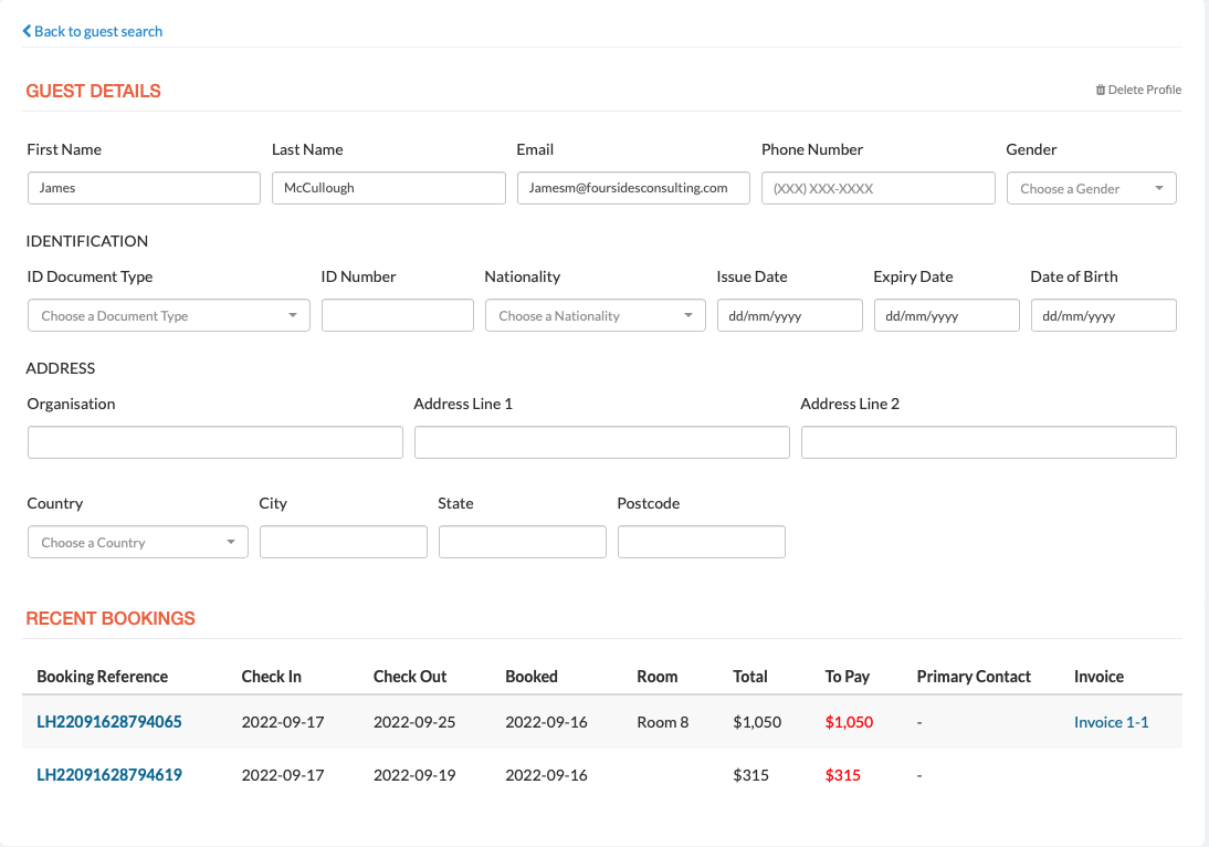 Little Hotelier Guest Details