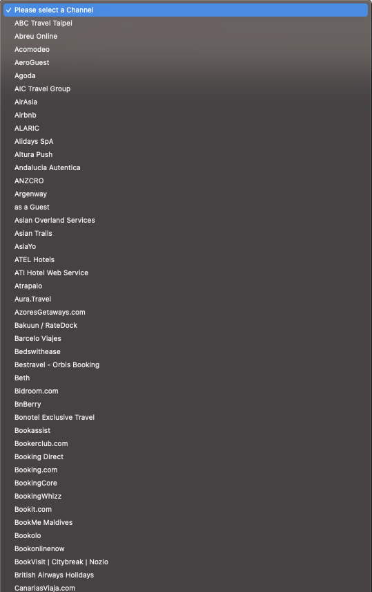 SiteMinder Channel Options